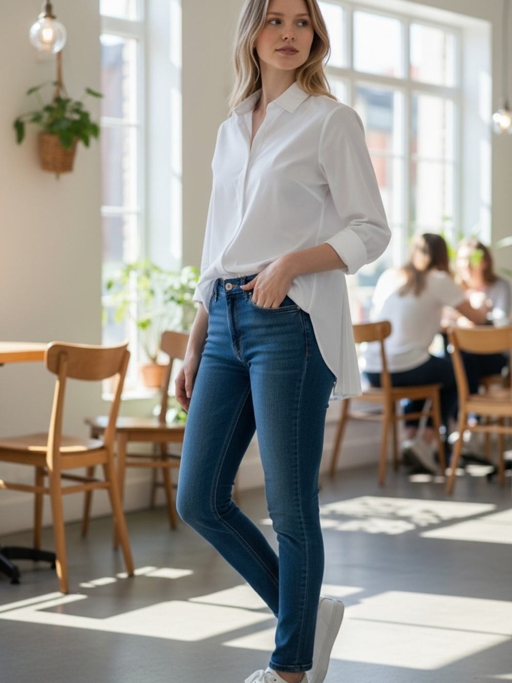 Classic White Ladied Dress Shirt - Timeless Collared Button-Up